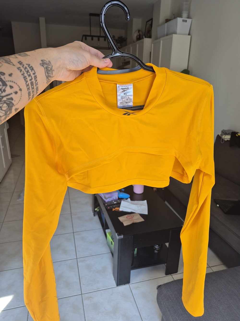 Reebok Cropped Long-Sleeve Active Top & Nike Sports Bra Bundle